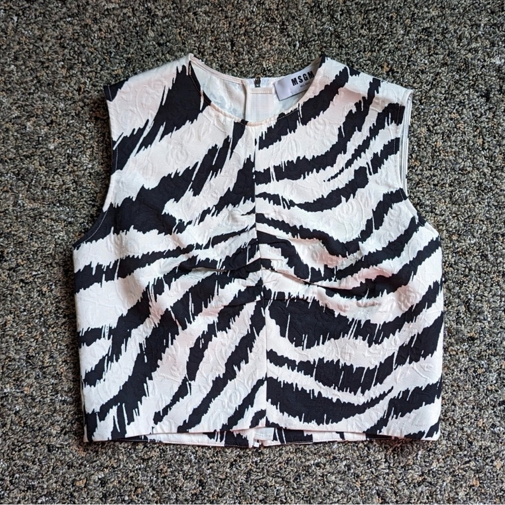 MSGM Zebra Print Crop Top - Size 42 / Medium